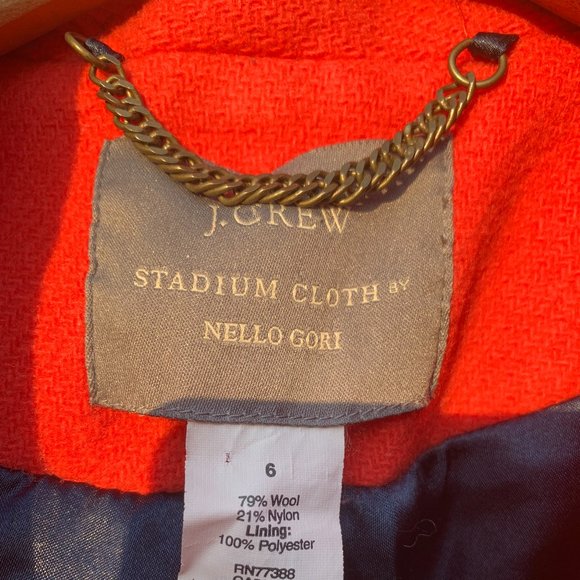 J. CREW WOMENS RED PEACOAT GOLD BUTTONS - Picture 2 of 14